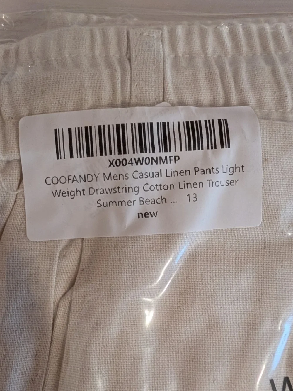 Coofandy Men's Lightweight Cream Drawstring Chinos